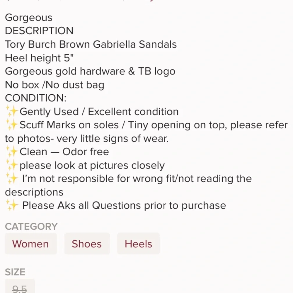 Tory Burch Tan Leather High Heel Sandals with Gold Accents